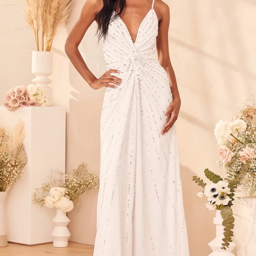White beaded lulu dress